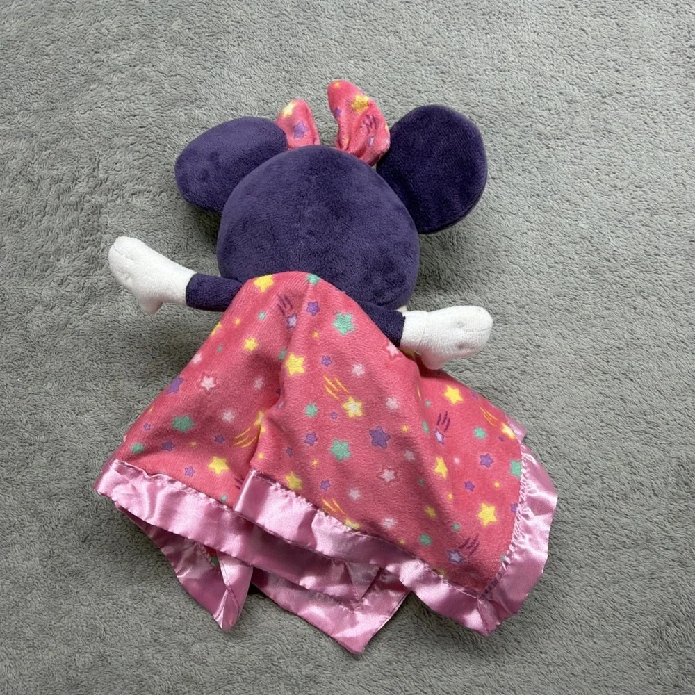 Disney Minnie Mouse Junior Rattle Lovey Satin Blankie Baby Plushie Pink Purple
